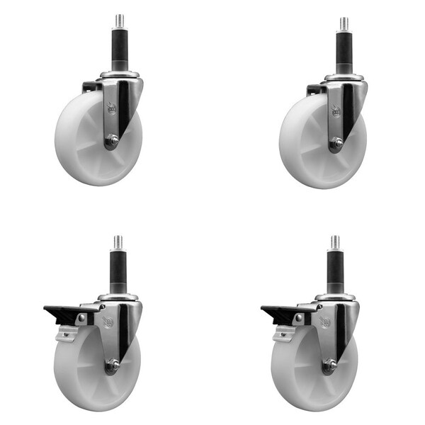 Service Caster 5'' Nylon Wheel Swivel 1'' Expanding Stem Caster Set 2 Brakes, 4PK SCC-EX20S514-NYS-2-PLB-2-1 - main